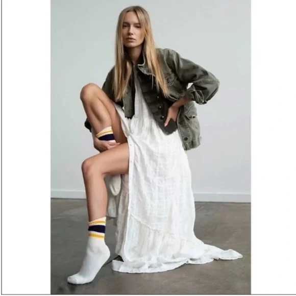 FREE PEOPLE maxi tired white Edie dress button down sz small - Picture 9 of 16